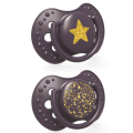LOVI Stardust śliwkowy – elegancki smoczek silikonowy dynamiczny z kolekcji Stardust, w odcieniu fioletu ze złotymi detalami