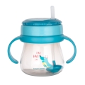 Kubek Canpol babies 250ml z rurką silikonową i odważnikiem, niebieski, z uchwytami – kubek do nauki picia dla dzieci 9m+