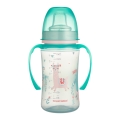 Miętowy kubek treningowy Canpol babies EasyStart 240 ml z dwoma uchwytami i silikonowym ustnikiem, ozdobiony nadrukiem lamy.
