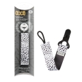 Opakowanie tasiemki do smoczka LOVI Salt & Pepper – produkt w eleganckim czarno-białym wzorze, przedstawiony wraz z klipsem i smoczkiem z motywem zwierzątka