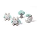 Zestaw miękkich pluszowych zawieszek BabyOno 443 OWL SOFIA – dwie sówki, księżyc i drzewko, elementy karuzelki do łóżeczka z pozytywką