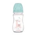 Antykolkowa butelka Canpol babies 240 ml z motywem „lama” i niebieską nakrętką. Smoczek jak pierś mamy, odpowiednia od 3. miesiąca życia.