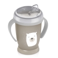 Kubek niekapek LOVI Sippy Master 250 ml Buddy Bear w kolorze beżowym z białym misiem na froncie