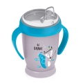 Kubek niekapek LOVI Sippy Master z niebieską pokrywką i ilustracją liska z napisem „Be Brave”