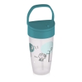 Zielony kubek LOVI Freestyle 350 ml Lovely ze słomką i grafiką chłopca z latawcem. Idealny dla dzieci uczących się samodzielnego picia.