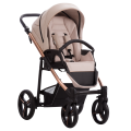 Beżowy wózek spacerowy Bebetto Nico Estilo Pro 03 z miedzianym stelażem i czarnymi elementami