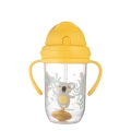 Kubek Canpol babies EXOTIC ANIMALS – żółty, szczelny kubek z rurką i zamykaną pokrywką, pojemność 270 ml.