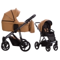 Stylowy Bebetto Pascal Dark 03 w karmelowym kolorze. Wózek 2w1 Premium Class – komfort dla dziecka, wygoda dla rodziców