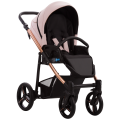 Różowy wózek spacerowy Bebetto Nico Estilo Pro 04 z czarnym siedziskiem i miedzianym stelażem