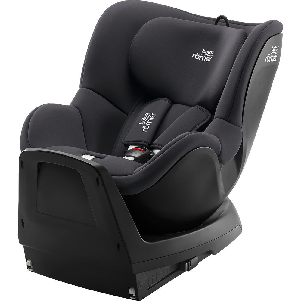 Britax Römer Dualfix Plus w odcieniu Midnight Grey – bezpieczny fotelik 360° i-Size z ISOFIX i regulacją, idealny dla dzieci od narodzin do 4 lat