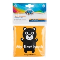 Miękka książeczka edukacyjna Canpol babies 2/803 w oryginalnym opakowaniu, z napisem „My first book” i ilustracją czarnego misia.