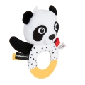Gryzak sensoryczny Canpol babies BabiesBoo Panda – miękka zabawka z grzechotką i żółtym uchwytem, idealna dla niemowląt do ćwiczenia chwytania.