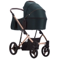 Bebetto Flavio Premium Class Stella – zielony wózek 2w1 z gondolą, budka z siateczką wentylacyjną, rama rose gold