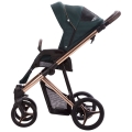 Bebetto Flavio Premium Class Stella – zielony wózek spacerowy z odchylanym oparciem, stelaż rose gold, wentylowana budka