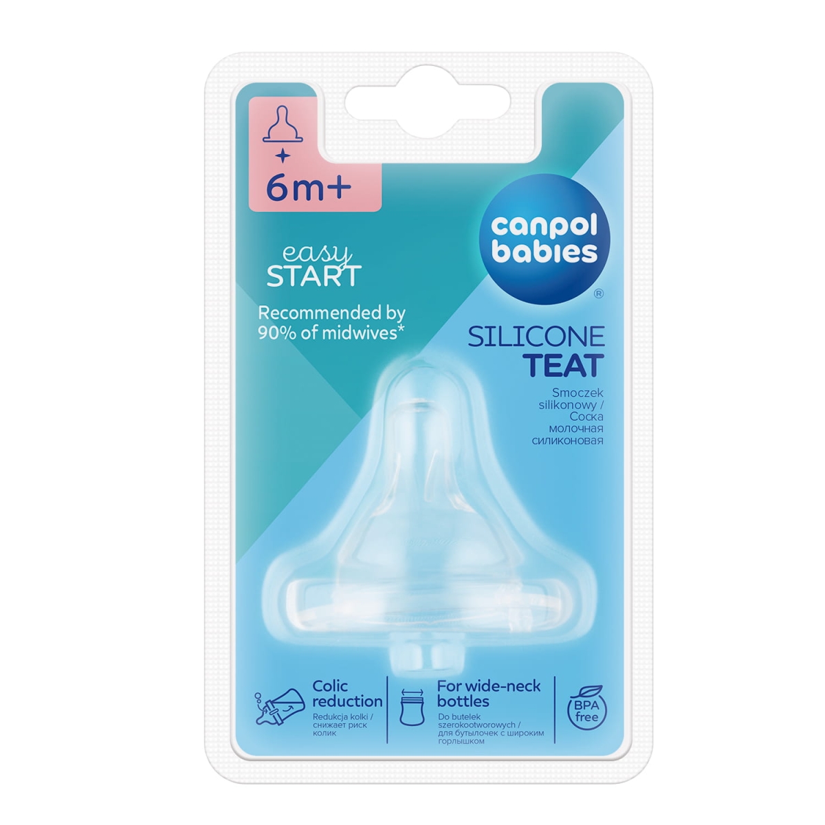 Opakowanie smoczka silikonowego Canpol babies EasyStart dla dzieci od 6 miesięcy.