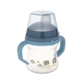 Kubek niekapek Canpol babies FirstCup 150ml w kolorze niebieskim z przezroczystą pokrywką ochronną na silikonowy ustnik.
