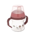 Kubek niekapek Canpol babies FirstCup 150ml w kolorze różowym z nałożoną przezroczystą pokrywką ochronną na ustnik.