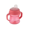 Różowy kubek niekapek Canpol babies FirstCup 150 ml z silikonowym ustnikiem i uchwytami dla dziecka.
