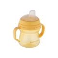 Żółty kubek niekapek Canpol babies FirstCup 150 ml z silikonowym ustnikiem i uchwytami dla dziecka.