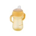 Żółty kubek niekapek Canpol babies FirstCup 250 ml z miękkim silikonowym ustnikiem i uchwytami dopasowanymi do małych rączek dziecka.