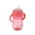 Różowy kubek niekapek Canpol babies FirstCup 250 ml z silikonowym ustnikiem i ergonomicznymi uchwytami dla dzieci po 6 miesiącu życia.