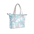 Torba Canpol babies Lady Mum beżowo-turkusowa – elegancka i funkcjonalna torba dla mamy z wygodnymi uchwytami i możliwością przypięcia do wózka.