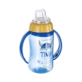 Kubek treningowy Canpol babies Tiny Warrior z uchwytami, silikonowym ustnikiem i nadrukiem hełmu wikinga – niebiesko-żółty model dla dzieci 6m+.