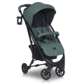 Lekki wózek spacerowy Euro-cart VOLT Black Edition w kolorze zielonym mineral, z czarnym stelażem, dużą budką i praktycznym uchwytem na kubek