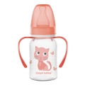 Butelka dla niemowląt Canpol babies CUTE ANIMALS z różowym kotkiem i uchwytem, 120 ml.