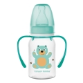 Butelka dla niemowląt Canpol babies CUTE ANIMALS z turkusowym misiem i uchwytem, 120 ml.