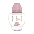 Butelka antykolkowa Canpol babies EasyStart Sleepy Koala 240 ml z różową nakrętką, świecącymi uchwytami i nadrukiem śpiącej różowej koali.