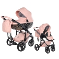 Junama Hand Craft 02 apricot wózek głęboko-spacerowy 2w1 morelowy z diamentową gondolą i regulowaną spacerówką