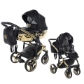 Junama Hand Craft 05 black gold czarno-złoty wózek dziecięcy 2w1 z diamentową gondolą i siedziskiem spacerowym premium
