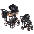 Junama Hand Craft 06 black copper czarny wózek głęboko-spacerowy 2w1 z miedzianą diamentową gondolą i amortyzacją kół