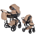 Junama Hand Craft 07 camel wózek dziecięcy 2w1 camel z czarną diamentową gondolą i spacerówką dla dziecka do 22 kg