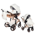 Junama Hand Craft 09 white copper wózek dziecięcy 2w1 biały z miedzianą diamentową gondolą i spacerówką premium