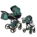 Junama Fluo Line 02 zielony wózek dziecięcy 2w1 premium z gondolą i spacerówką do 22 kg