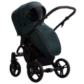 Bebetto Bresso w wersji spacerowej – zielony wózek dziecięcy z osłonką na nóżki i regulowaną budką