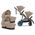 Cybex e-Gazelle bliźniaczy wózek 2w1 almond beige