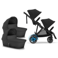 Cybex e-Gazelle bliźniaczy wózek 2w1 moon black