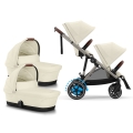 Cybex e-Gazelle bliźniaczy wózek 2w1 seashell beige