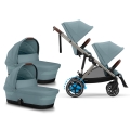 Cybex e-Gazelle bliźniaczy wózek 2w1 stormy blue
