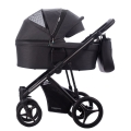 Czarny wózek Bebetto Pascal 2w1 z gondolą – nowoczesny wózek dziecięcy z odsłoniętą wentylacją w budce