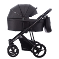 Czarny wózek Bebetto Pascal 2w1 z gondolą – elegancki wózek głęboko-spacerowy z budką chroniącą dziecko
