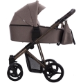 Bebetto Flavio Chocco 2w1 – elegancka gondola w brązowej tapicerce na aluminiowym stelażu z dużym koszem na zakupy