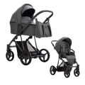 Nowoczesny grafitowy 21 wózek 2w1 Bebetto Flavio, z wytrzymałym stelażem, regulacją wysokości i składaniem z siedziskiem