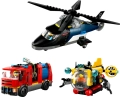 lego city 60462 trzy pojazdy w jednym zestawie: helikopter, łódź podwodna, wóz strażacki