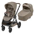 Beżowy Maxi-Cosi Oxford Plus 2w1 z gondolą Sense i siedziskiem spacerowym, kompletny system podróżny w klasycznym kolorze twillic truffle