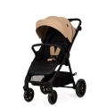 Stylowy wózek spacerowy Adamex Prime w odcieniu camel z czarnym siedziskiem i budką w kolorze beżowym