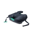 Booster samochodowy Sorino Eris i-Size w kolorze czarnym, z zielonym systemem ISOFIX, ergonomicznymi podłokietnikami i siedziskiem z pianki samochodowej.